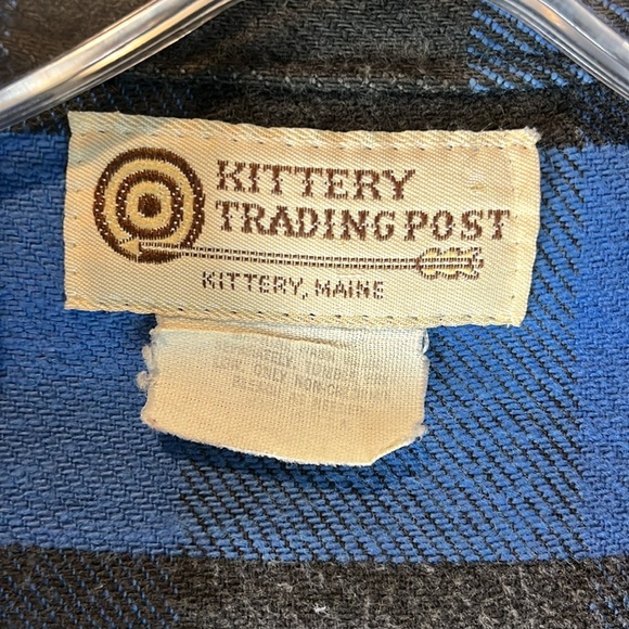 Kittery Trading Post Vintage Flannel Shirt blue black plaid USA grunge - Picture 2 of 11